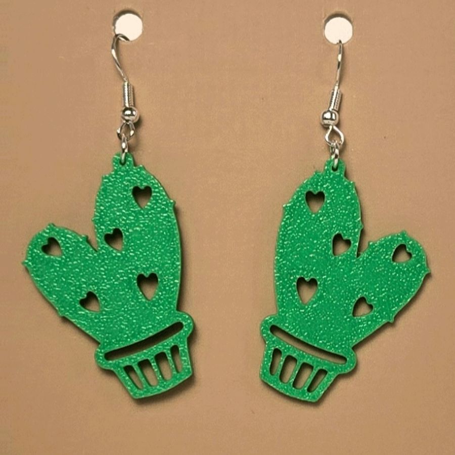 Boucle d'oreille en forme de Cactus avec crochets hypoallergéniques sans nickel